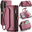 For Samsung Galaxy S21 5G CaseMe C36 Card Slots Zipper Wallet RFID Anti-theft Leather Phone Case(Wine Red) - free shipping - PMC Jewellery - Order now!
