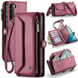 For Samsung Galaxy S22+ 5G CaseMe C36 Card Slots Zipper Wallet RFID Anti-theft Leather Phone Case(Wine Red) - free shipping - PMC Jewellery - Order now!