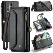For Samsung Galaxy S22 Ultra 5G CaseMe C36 Card Slots Zipper Wallet RFID Anti-theft Leather Phone Case(Black)