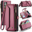 For Samsung Galaxy S22 Ultra 5G CaseMe C36 Card Slots Zipper Wallet RFID Anti-theft Leather Phone Case(Wine Red) - free shipping - PMC Jewellery - Order now!