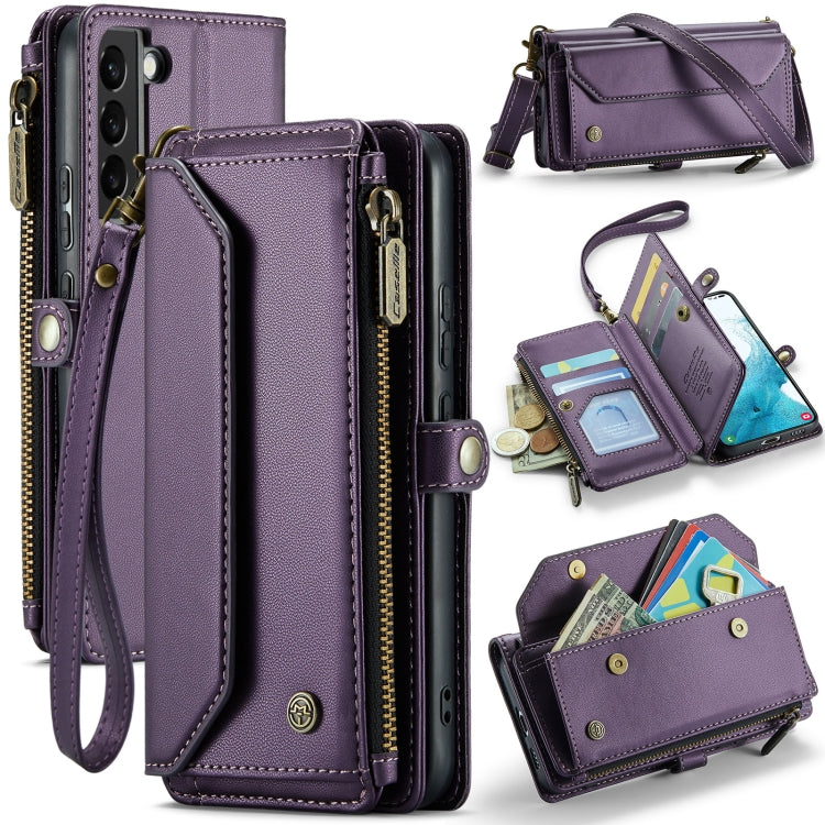 For Samsung Galaxy S22 5G CaseMe C36 Card Slots Zipper Wallet RFID Anti-theft Leather Phone Case(Purple) - free shipping - PMC Jewellery - Order now!