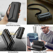 For Samsung Galaxy S23 FE 5G CaseMe C36 Card Slots Zipper Wallet RFID Anti-theft Leather Phone Case(Black)