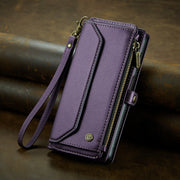 For Samsung Galaxy S23 FE 5G CaseMe C36 Card Slots Zipper Wallet RFID Anti-theft Leather Phone Case(Purple)