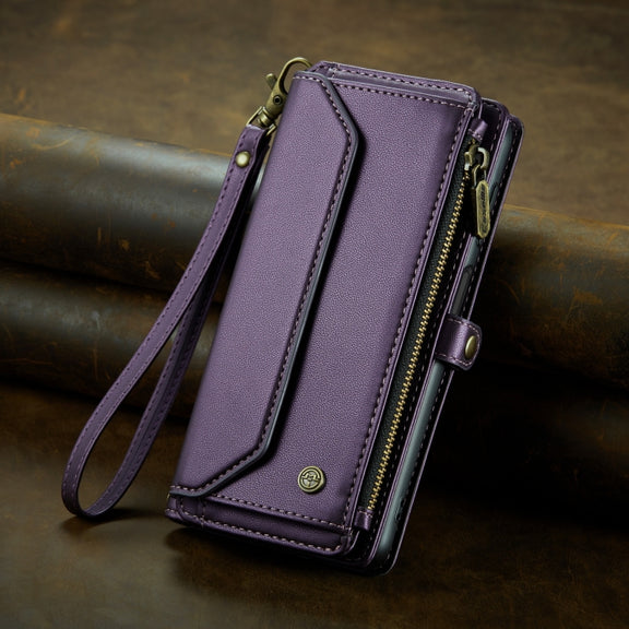 For Samsung Galaxy S23 FE 5G CaseMe C36 Card Slots Zipper Wallet RFID Anti-theft Leather Phone Case(Purple)