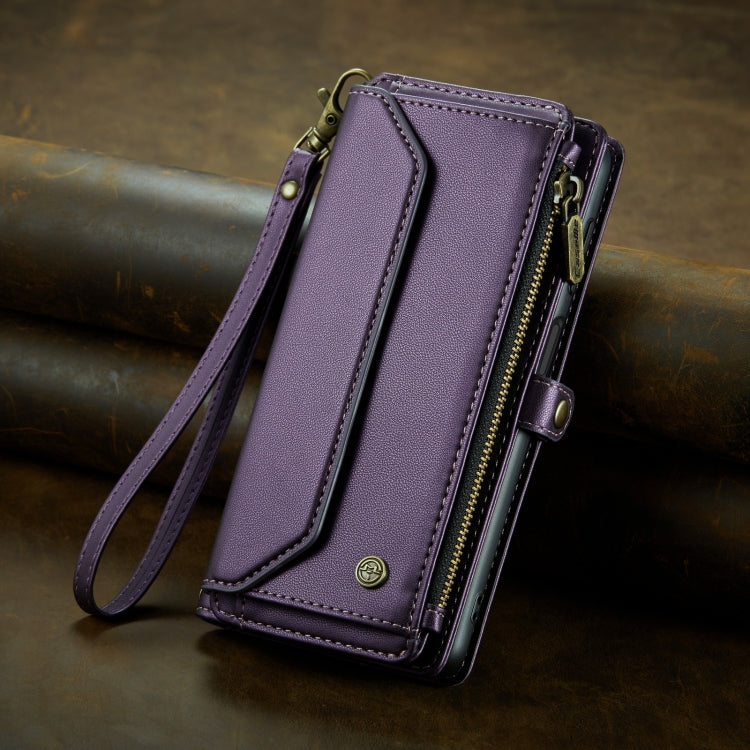 For Samsung Galaxy S23 FE 5G CaseMe C36 Card Slots Zipper Wallet RFID Anti-theft Leather Phone Case(Purple)