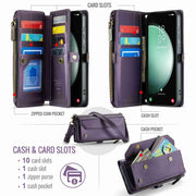 For Samsung Galaxy S23 FE 5G CaseMe C36 Card Slots Zipper Wallet RFID Anti-theft Leather Phone Case(Purple)