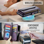 For Samsung Galaxy S23 FE 5G CaseMe C36 Card Slots Zipper Wallet RFID Anti-theft Leather Phone Case(Purple)