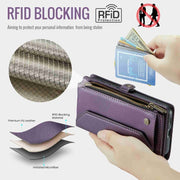 For Samsung Galaxy S23 FE 5G CaseMe C36 Card Slots Zipper Wallet RFID Anti-theft Leather Phone Case(Purple)