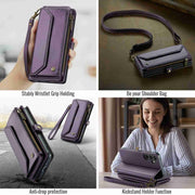 For Samsung Galaxy S23 FE 5G CaseMe C36 Card Slots Zipper Wallet RFID Anti-theft Leather Phone Case(Purple)