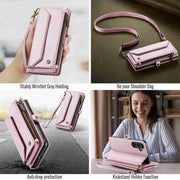 For Samsung Galaxy S23 FE 5G CaseMe C36 Card Slots Zipper Wallet RFID Anti-theft Leather Phone Case(Pink)