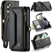 For Samsung Galaxy S23+ 5G CaseMe C36 Card Slots Zipper Wallet RFID Anti-theft Leather Phone Case(Black)