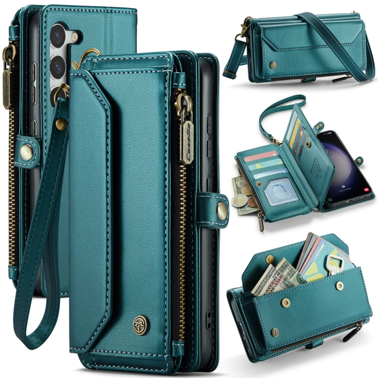 For Samsung Galaxy S23+ 5G CaseMe C36 Card Slots Zipper Wallet RFID Anti-theft Leather Phone Case(Blue-green) - free shipping - PMC Jewellery - Order now!