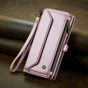 For Samsung Galaxy S23+ 5G CaseMe C36 Card Slots Zipper Wallet RFID Anti-theft Leather Phone Case(Pink)