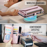For Samsung Galaxy S23+ 5G CaseMe C36 Card Slots Zipper Wallet RFID Anti-theft Leather Phone Case(Pink)