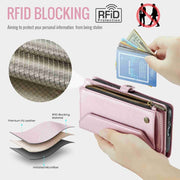 For Samsung Galaxy S23+ 5G CaseMe C36 Card Slots Zipper Wallet RFID Anti-theft Leather Phone Case(Pink)