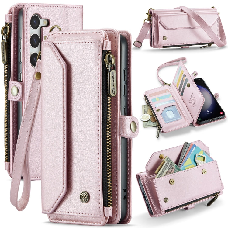 For Samsung Galaxy S23+ 5G CaseMe C36 Card Slots Zipper Wallet RFID Anti-theft Leather Phone Case(Pink) - free shipping - PMC Jewellery - Order now!