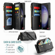 For Samsung Galaxy S23 Ultra 5G CaseMe C36 Card Slots Zipper Wallet RFID Anti-theft Leather Phone Case(Black)