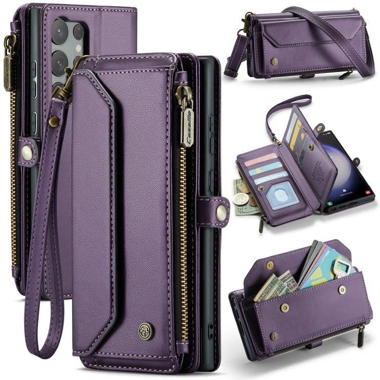 For Samsung Galaxy S23 Ultra 5G CaseMe C36 Card Slots Zipper Wallet RFID Anti-theft Leather Phone Case(Purple) - free shipping - PMC Jewellery - Order now!