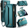 For Samsung Galaxy S23 Ultra 5G CaseMe C36 Card Slots Zipper Wallet RFID Anti-theft Leather Phone Case(Blue-green) - free shipping - PMC Jewellery - Order now!