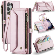For Samsung Galaxy S23 Ultra 5G CaseMe C36 Card Slots Zipper Wallet RFID Anti-theft Leather Phone Case(Pink)