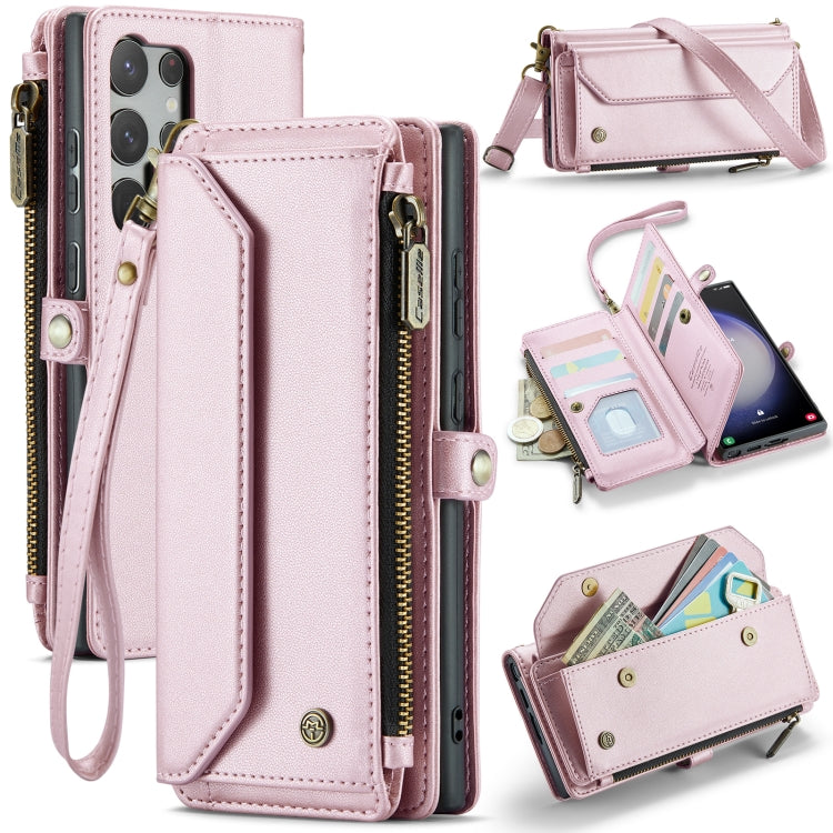 For Samsung Galaxy S23 Ultra 5G CaseMe C36 Card Slots Zipper Wallet RFID Anti-theft Leather Phone Case(Pink) - free shipping - PMC Jewellery - Order now!