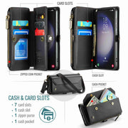 For Samsung Galaxy S23 5G CaseMe C36 Card Slots Zipper Wallet RFID Anti-theft Leather Phone Case(Black)