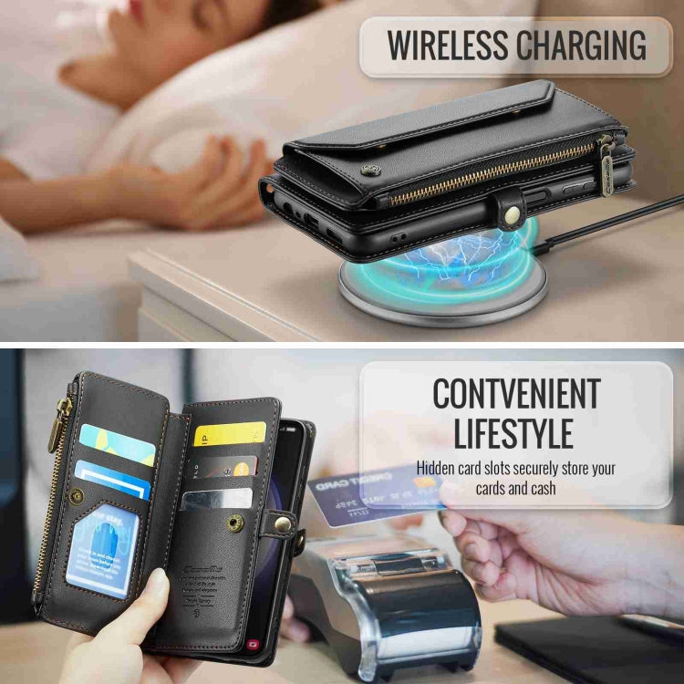 For Samsung Galaxy S23 5G CaseMe C36 Card Slots Zipper Wallet RFID Anti-theft Leather Phone Case(Black)