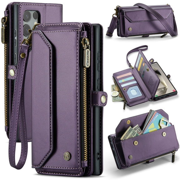 For Samsung Galaxy S24 Ultra 5G CaseMe C36 Card Slots Zipper Wallet RFID Anti-theft Leather Phone Case(Purple)