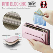 For Samsung Galaxy S24 Ultra 5G CaseMe C36 Card Slots Zipper Wallet RFID Anti-theft Leather Phone Case(Pink)
