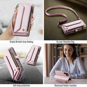 For Samsung Galaxy S24 Ultra 5G CaseMe C36 Card Slots Zipper Wallet RFID Anti-theft Leather Phone Case(Pink)