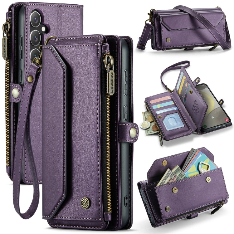 For Samsung Galaxy S24 5G CaseMe C36 Card Slots Zipper Wallet RFID Anti-theft Leather Phone Case(Purple) - free shipping - PMC Jewellery - Order now!