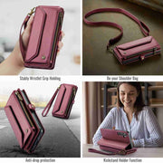 For Samsung Galaxy S24 5G CaseMe C36 Card Slots Zipper Wallet RFID Anti-theft Leather Phone Case(Wine Red)