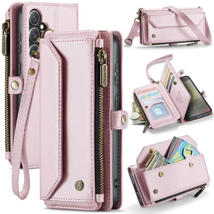 For Samsung Galaxy S24 5G CaseMe C36 Card Slots Zipper Wallet RFID Anti-theft Leather Phone Case(Pink) - free shipping - PMC Jewellery - Order now!