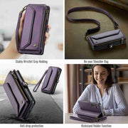 For Samsung Galaxy S24+ 5G CaseMe C36 Card Slots Zipper Wallet RFID Anti-theft Leather Phone Case(Purple)