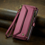 For Samsung Galaxy S24+ 5G CaseMe C36 Card Slots Zipper Wallet RFID Anti-theft Leather Phone Case(Wine Red)