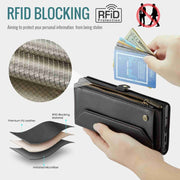 For Samsung Galaxy Note10+ CaseMe C36 Card Slots Zipper Wallet RFID Anti-theft Leather Phone Case(Black)