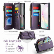 For Samsung Galaxy Note10+ CaseMe C36 Card Slots Zipper Wallet RFID Anti-theft Leather Phone Case(Purple)