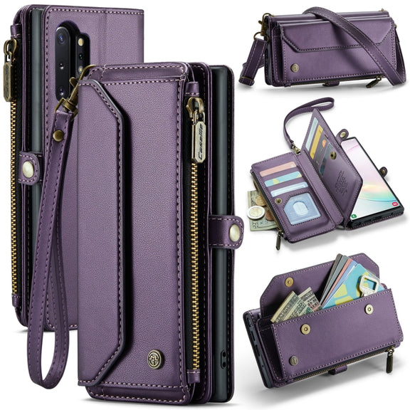 For Samsung Galaxy Note10+ CaseMe C36 Card Slots Zipper Wallet RFID Anti-theft Leather Phone Case(Purple)
