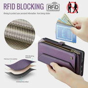 For Samsung Galaxy Note10+ CaseMe C36 Card Slots Zipper Wallet RFID Anti-theft Leather Phone Case(Purple)