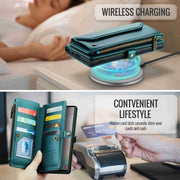 For Samsung Galaxy Note10+ CaseMe C36 Card Slots Zipper Wallet RFID Anti-theft Leather Phone Case(Blue-green)