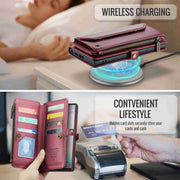 For Samsung Galaxy Note10+ CaseMe C36 Card Slots Zipper Wallet RFID Anti-theft Leather Phone Case(Wine Red)