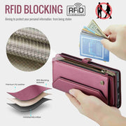 For Samsung Galaxy Note10+ CaseMe C36 Card Slots Zipper Wallet RFID Anti-theft Leather Phone Case(Wine Red)