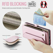 For Samsung Galaxy Note10+ CaseMe C36 Card Slots Zipper Wallet RFID Anti-theft Leather Phone Case(Pink)