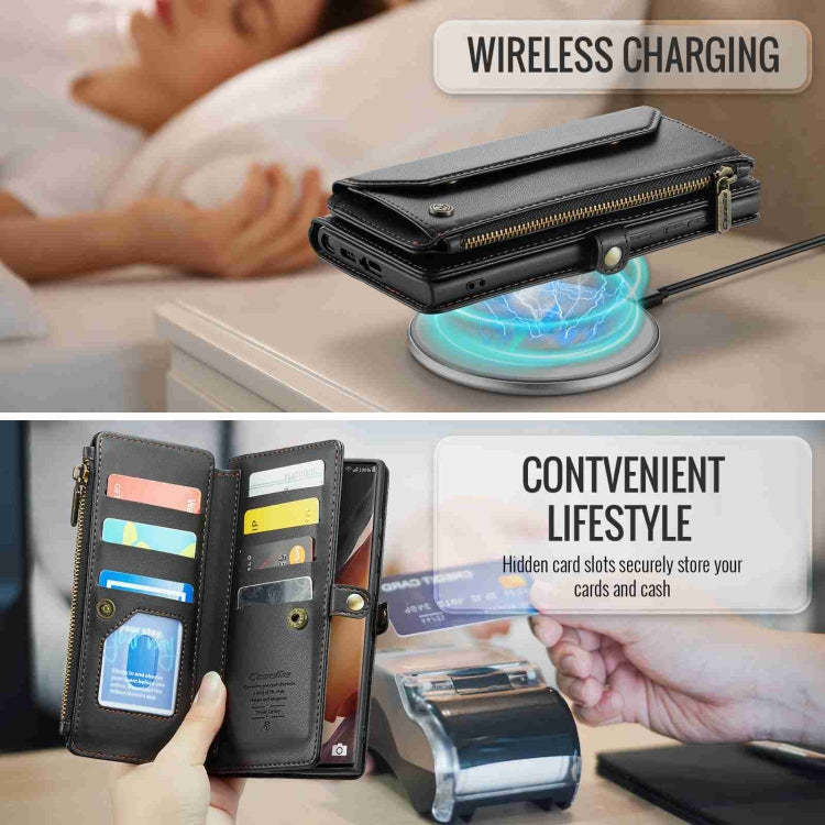 For Samsung Galaxy Note20 Ultra CaseMe C36 Card Slots Zipper Wallet RFID Anti-theft Leather Phone Case(Black)