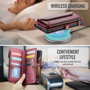 For Samsung Galaxy Note20 Ultra CaseMe C36 Card Slots Zipper Wallet RFID Anti-theft Leather Phone Case(Wine Red)