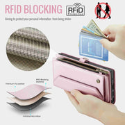 For Samsung Galaxy Note20 Ultra CaseMe C36 Card Slots Zipper Wallet RFID Anti-theft Leather Phone Case(Pink)