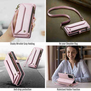 For Samsung Galaxy Note20 Ultra CaseMe C36 Card Slots Zipper Wallet RFID Anti-theft Leather Phone Case(Pink)