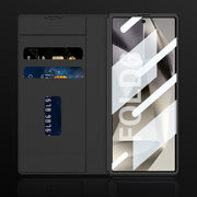 For Samsung Galaxy Z Fold6 GKK Integrated Armor Flip Leather Case with Pen Slot, Stylus Not Included(Black)