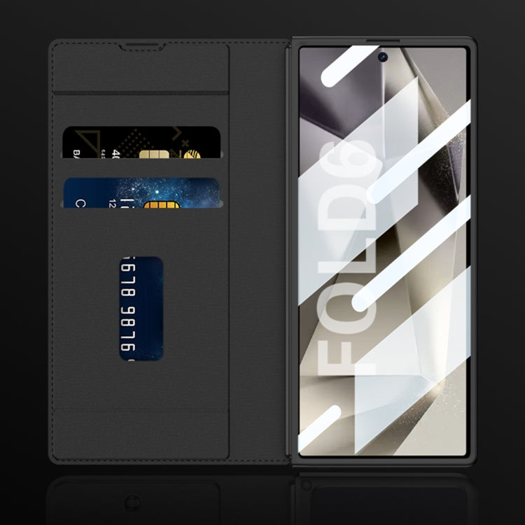 For Samsung Galaxy Z Fold6 GKK Integrated Armor Flip Leather Case with Pen Slot, Stylus Not Included(Black)