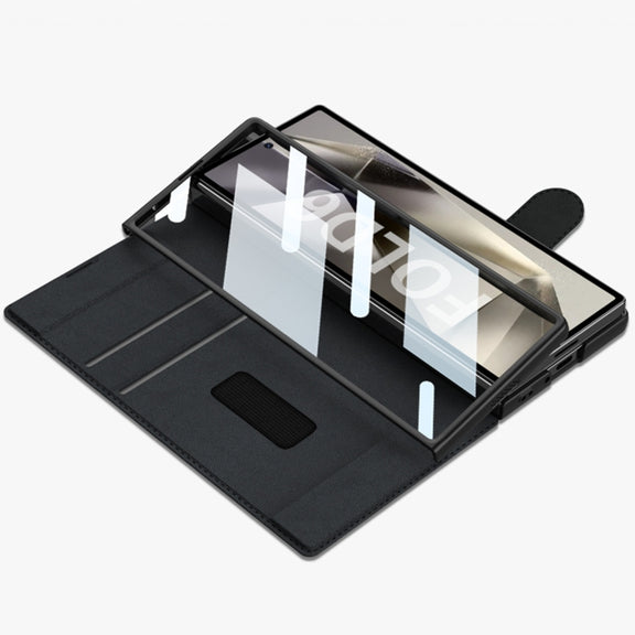 For Samsung Galaxy Z Fold6 GKK Integrated Armor Flip Leather Case with Pen Slot, Stylus Not Included(Black)